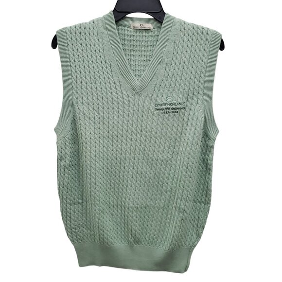 Desert Highlands Men's Mint Green Embroidered Cable Knit Sleeveless Sweater M‎ - Picture 1 of 8